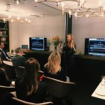 Vicki from Eight Ray Music presenting to Luxury Brands